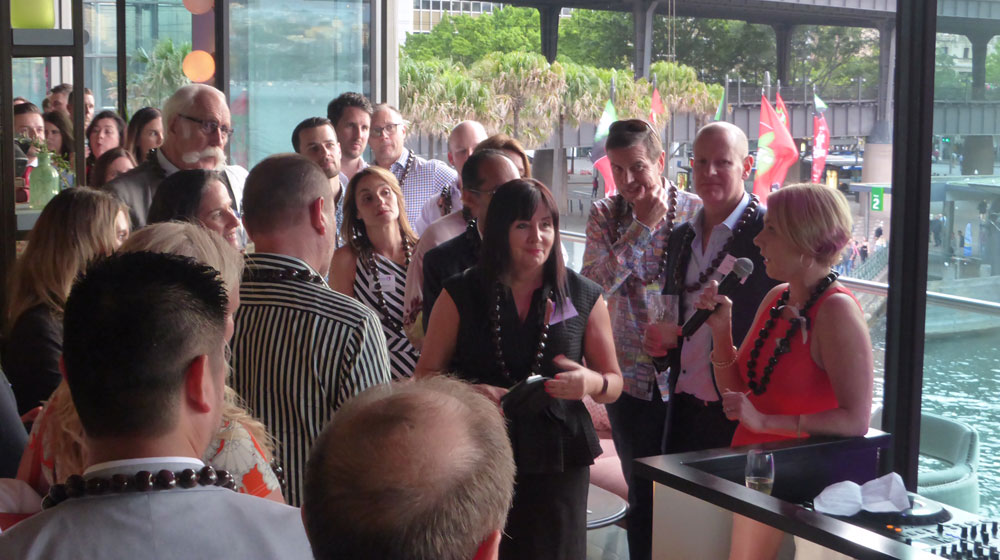 Karen Macmillan, Hawaiian Airlines Director of Sales for Australia and Partnerships Manager, ANZ addresses the audience