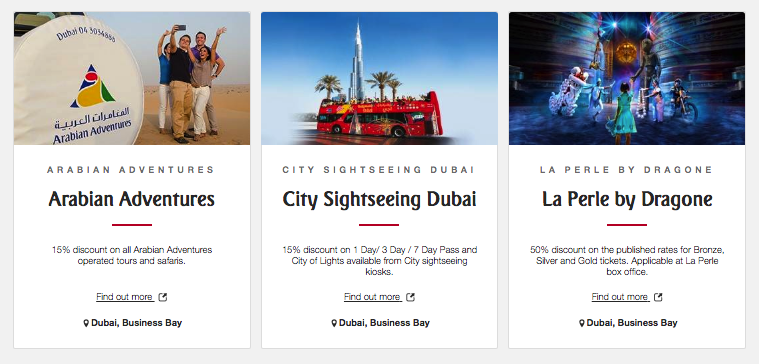 Sample offers available on the My Emirates Pass