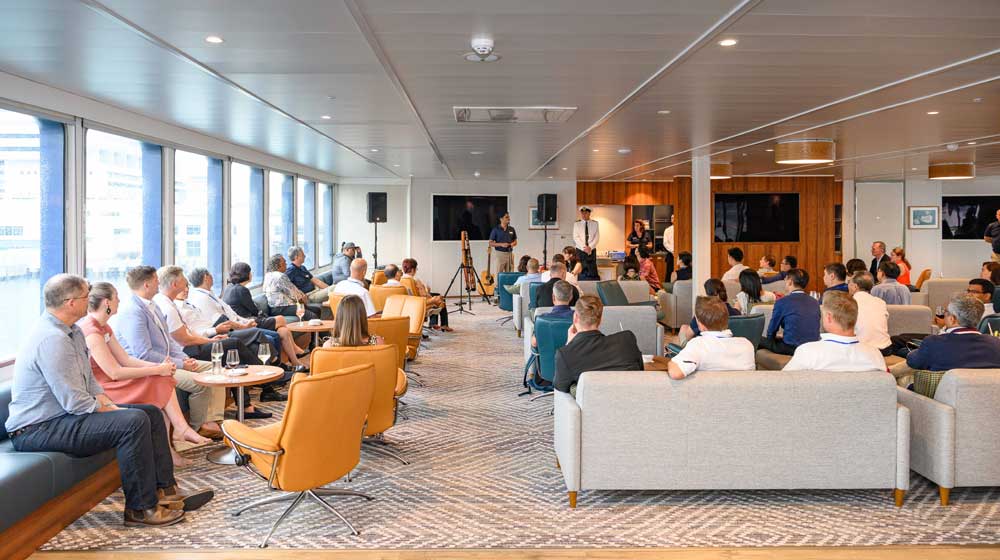 Coral Expeditions Director Paul Chacko speaking to guests