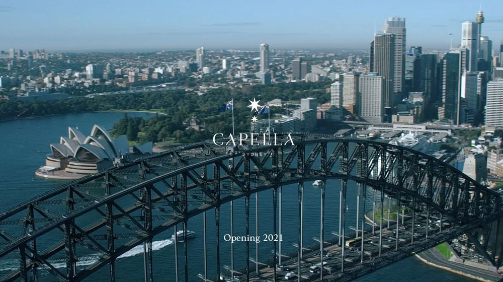 A video grab on Capella's website announcing Capella Sydney