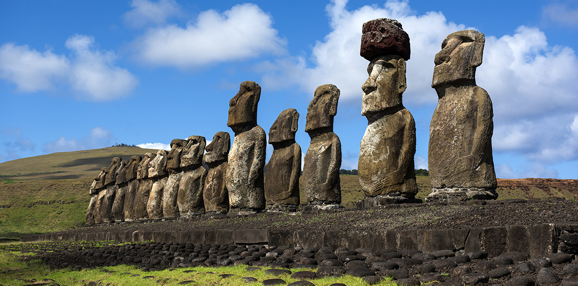 Group of Moai statue of Ahu Tongariki, Easter Island 